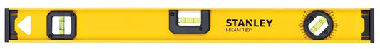 Stanley 42-324 I-Beam Level, 24 in L, 3-Vial, 1-Hang Hole, Non-Magnetic, Aluminum, Black/Yellow