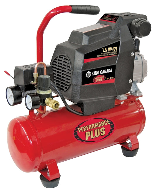 King Canada 8449C Air Compressor, 2 gal Tank, 1-1/2 hp, 110 V, 115 psi Pressure, 2.3 to 2.7 cfm Air